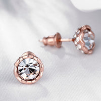 Rose Gold Plated Earrings Stud Czech Drill AAA Zirconia Push Back .34 L172