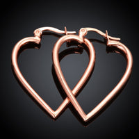 Rose Gold Plated Earrings Hoop Hinged Hoop Hearts 1" L270