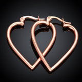 Rose Gold Plated Earrings Hoop Hinged Hoop Hearts 1" L270