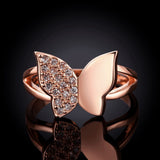 Rose Gold Plated Fashion Ring AAA Zirconia Women Butterfly B247