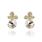 Rose Gold Platinum Plated Earrings Stud AAA Zirconia Push Back .4" L296