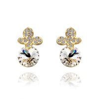 Rose Gold Platinum Plated Earrings Stud AAA Zirconia Push Back .4" L296