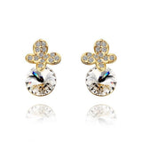 Rose Gold Platinum Plated Earrings Stud AAA Zirconia Push Back .4" L296