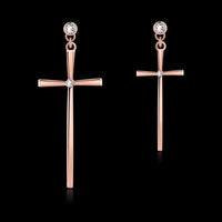 Rose Gold Platinum Plated  Earrings Drop Dangle  Push Back .88" L177