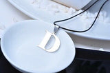 Stainless Steel Leather Necklace Pendant Lover Letter Initial Alphabet