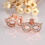 Rose Gold Plated Earrings Zirconia Push Back Mask .68" L257