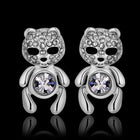 Rose Gold Platinum Plated Black Earrings AAA Zirconia Push Back Bear .44" L320