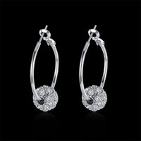 Rose Gold Platinum Plated  Earrings Drop Dangle AAA Zirconia French Clip.4" L242
