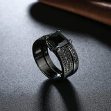 Gold Plated Black Gunmetal P Fashion Set Ring AAA Zirconia Women B325