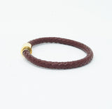 Unisex Men's Genuine Leather Stainless Steel Magnetic Clasp Bracelet Burgundy