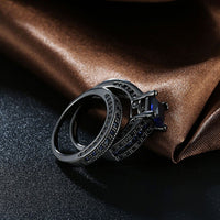 Gold Plated Black Gunmetal P Fashion Set Ring  AAA Zirconia Women B344