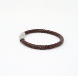 Unisex Men's Genuine Leather Stainless Steel Magnetic Clasp Bracelet Brown