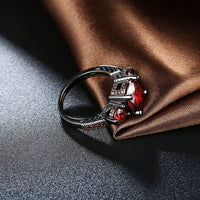 Gold Plated Black Gunmetal P Fashion Ring Red AAA Zirconia Women B319