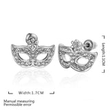 Rose Gold Plated Earrings Zirconia Push Back Mask .68" L257