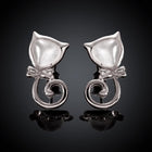 Rose Gold Plated Earrings Stud Push Back Cat .48" L263