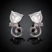 Rose Gold Plated Earrings Stud Push Back Cat .48" L263