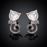 Rose Gold Plated Earrings Stud Push Back Cat .48" L263