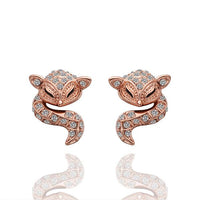 Rose Gold Platinum Plated Earrings AAA Zirconia Push Back Sugar Glider .52" L289