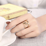 Rose Gold Platinum Plated Fashion Ring Women Open Double Line B151