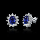 Platinum Plated Colors  Earrings Stud AAA Cubic Zirconia Push Back .48" L246