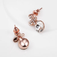 Rose Gold Platinum Plated Earrings Stud AAA Zirconia Push Back .4" L296
