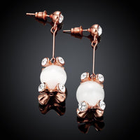 Rose Gold Plated Earrings Drop Dangle AAA Zirconia Push Back .56" L266