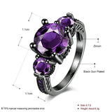 Gold Plated Black Gunmetal P Fashion Ring Red AAA Zirconia Women B319