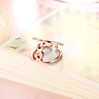 Rose Gold Platinum Plated Fashion Ring Women Open Double Line B477