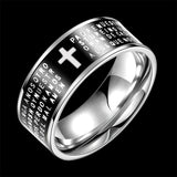 Stainless Steel Fashion Ring Black Women Cross Prayer B457