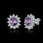 Platinum Plated Colors  Earrings Stud AAA Cubic Zirconia Push Back .48" L246