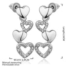 Rose Gold Plated Earrings Dangle AAA Zirconia Push Back Hearts .4" L261