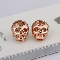 Rose Gold Platinum Plated Earrings Stud Push Back Skull .56" L316