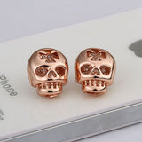 Rose Gold Platinum Plated Earrings Stud Push Back Skull .56" L316