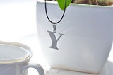 Stainless Steel Leather Necklace Pendant Lover Letter Initial Alphabet