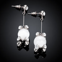 Rose Gold Plated Earrings Drop Dangle AAA Zirconia Push Back .56" L266