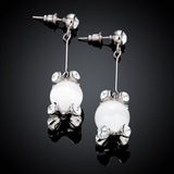 Rose Gold Plated Earrings Drop Dangle AAA Zirconia Push Back .56" L266