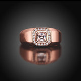 Rose Gold Platinum Plated Statement Ring AAA Zirconia Women B253