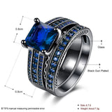 Gold Plated Black Gunmetal P Fashion Set Ring AAA Zirconia Women B325