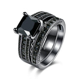 Gold Plated Black Gunmetal P Fashion Set Ring AAA Zirconia Women B325