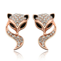 Rose Gold Platinud Plated Stud  AAA Zirconia Fox Earrings L437