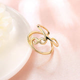 Rose Gold Platinum Plated Fashion Ring Women Open Double Line B151