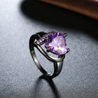 Gold Plated Black Gunmetal P Fashion Ring Red AAA Zirconia Women Heart B314