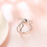 Rose Gold Platinum Plated Fashion Ring Women Open Double Line B171