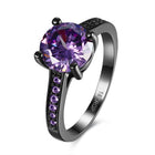 Gold Plated Black Gunmetal  P Fashion Ring AAA Zirconia Women B315