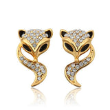 Rose Gold Platinud Plated Stud  AAA Zirconia Fox Earrings L437