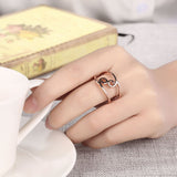 Rose Gold Platinum Plated Fashion Ring Women Open Double Line B151