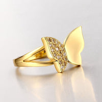 Rose Gold Plated Fashion Ring AAA Zirconia Women Butterfly B247