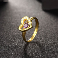 Stainless Steel Fashion Ring AAA Zirconia Women Heart B456