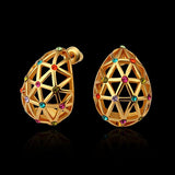 Rose Gold Platinum Plated  Earrings Stud AAA Zirconia Push Back .56" L312