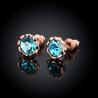 Rose Gold Plated Earrings Stud Czech Drill AAA Zirconia Push Back .34 L172